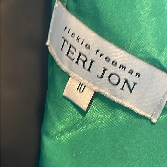 Rickie Freeman for Teri Jon Deep V Bow A Line midi dress in green size 10 - Picture 11 of 13